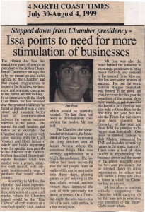 Issa points to need for more stimulation of businesses - North Coast TImes - July 30-Aug 4, 1999