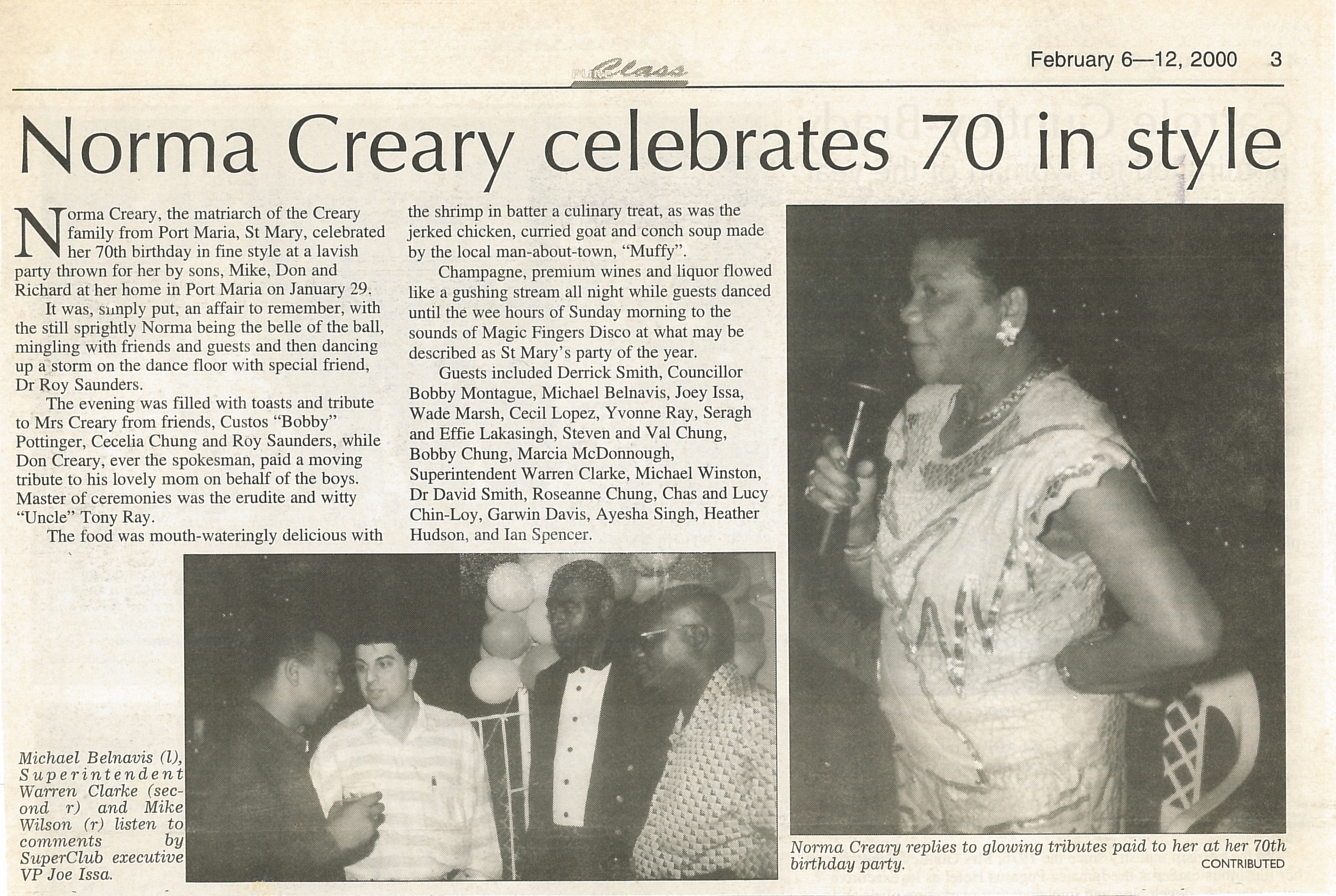  - 130-Norma-Creary-Celebrates-70-in-style-North-Coast-Times-February-6-12-2000-Joe-Joey-Joseph-Issa-Jamaica