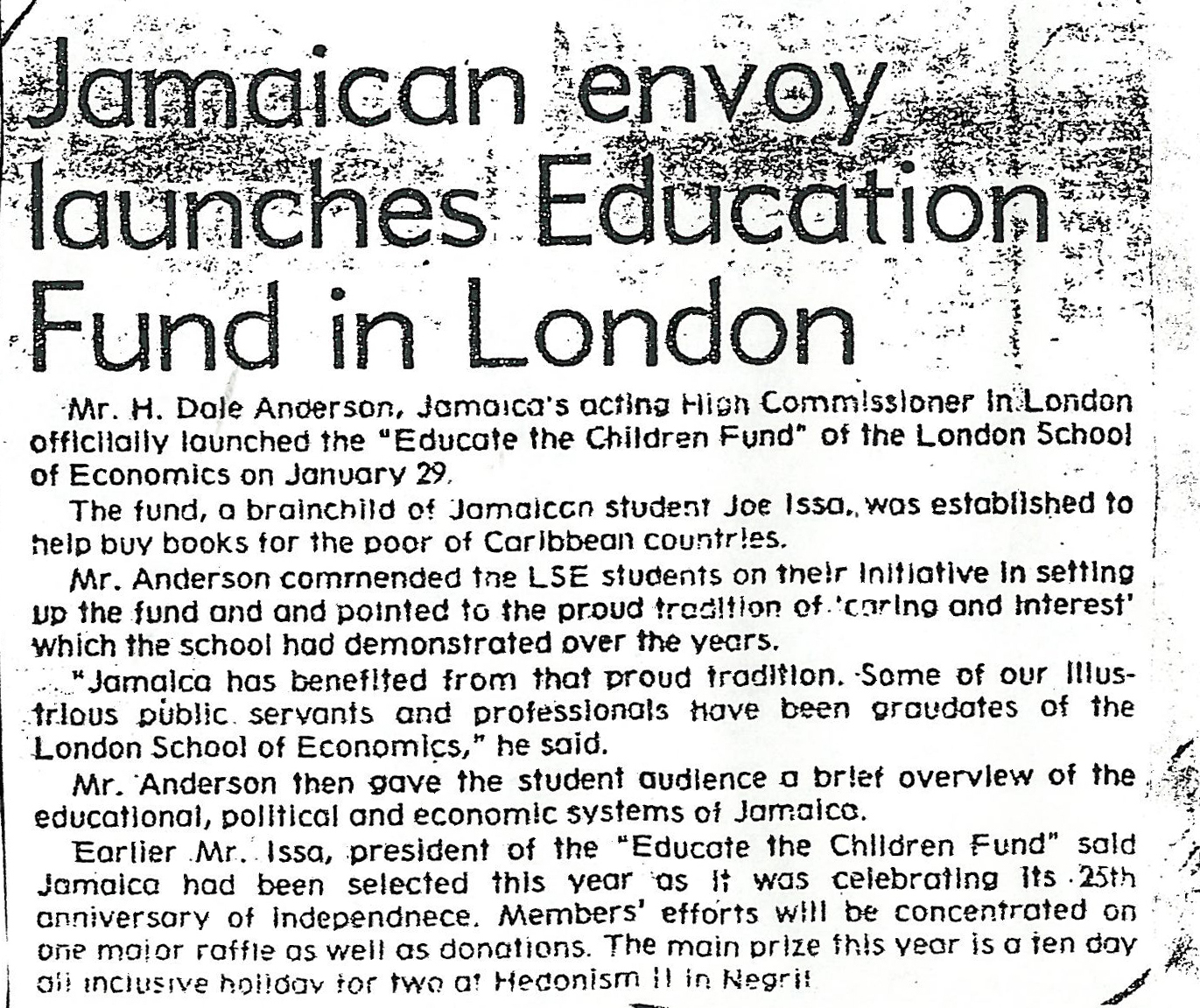 Jamaican envoy launches Education Fund in London