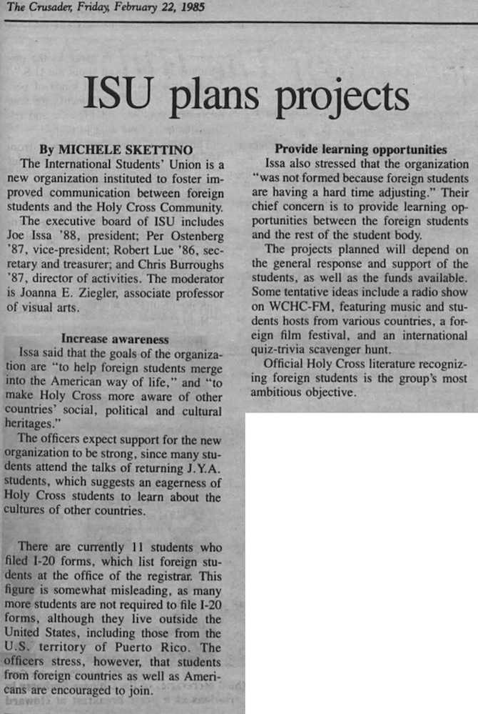 ISU Plans projects - The Crusader - February 22, 1985