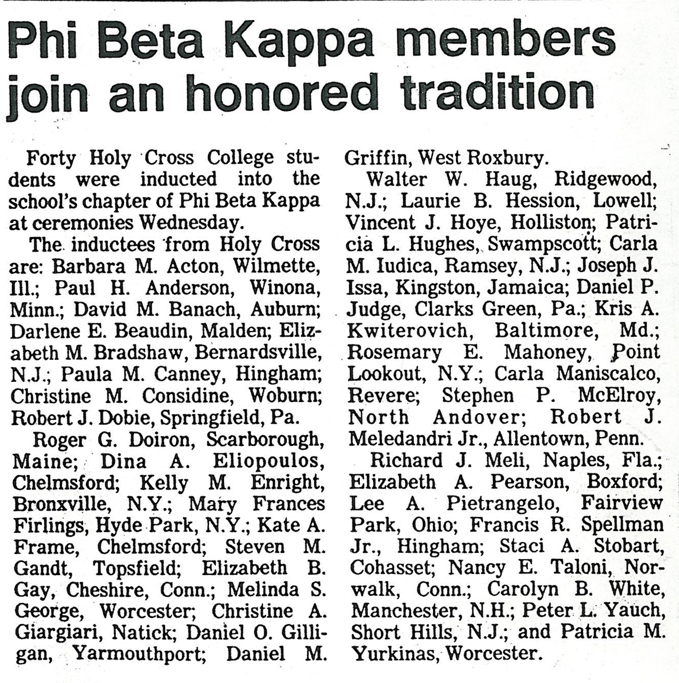 Phi Beta Kappa members join an honoured tradition