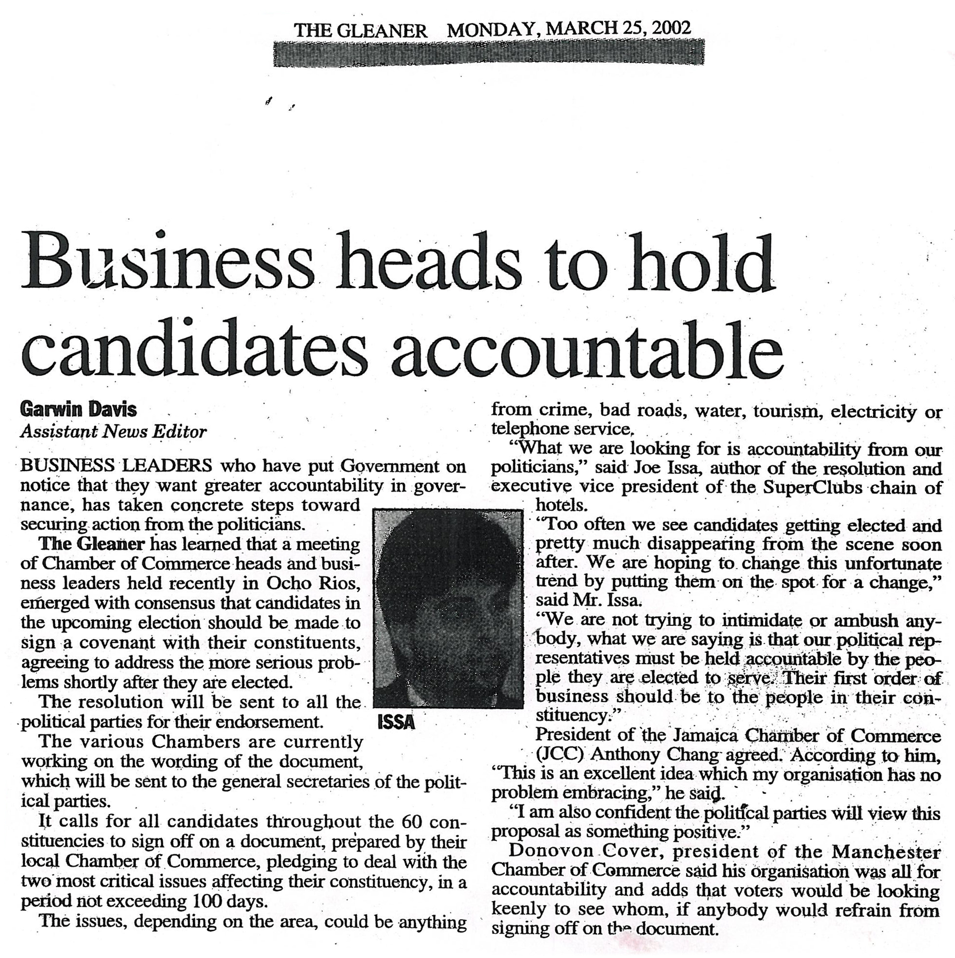 Business heads to hold candidates accountable