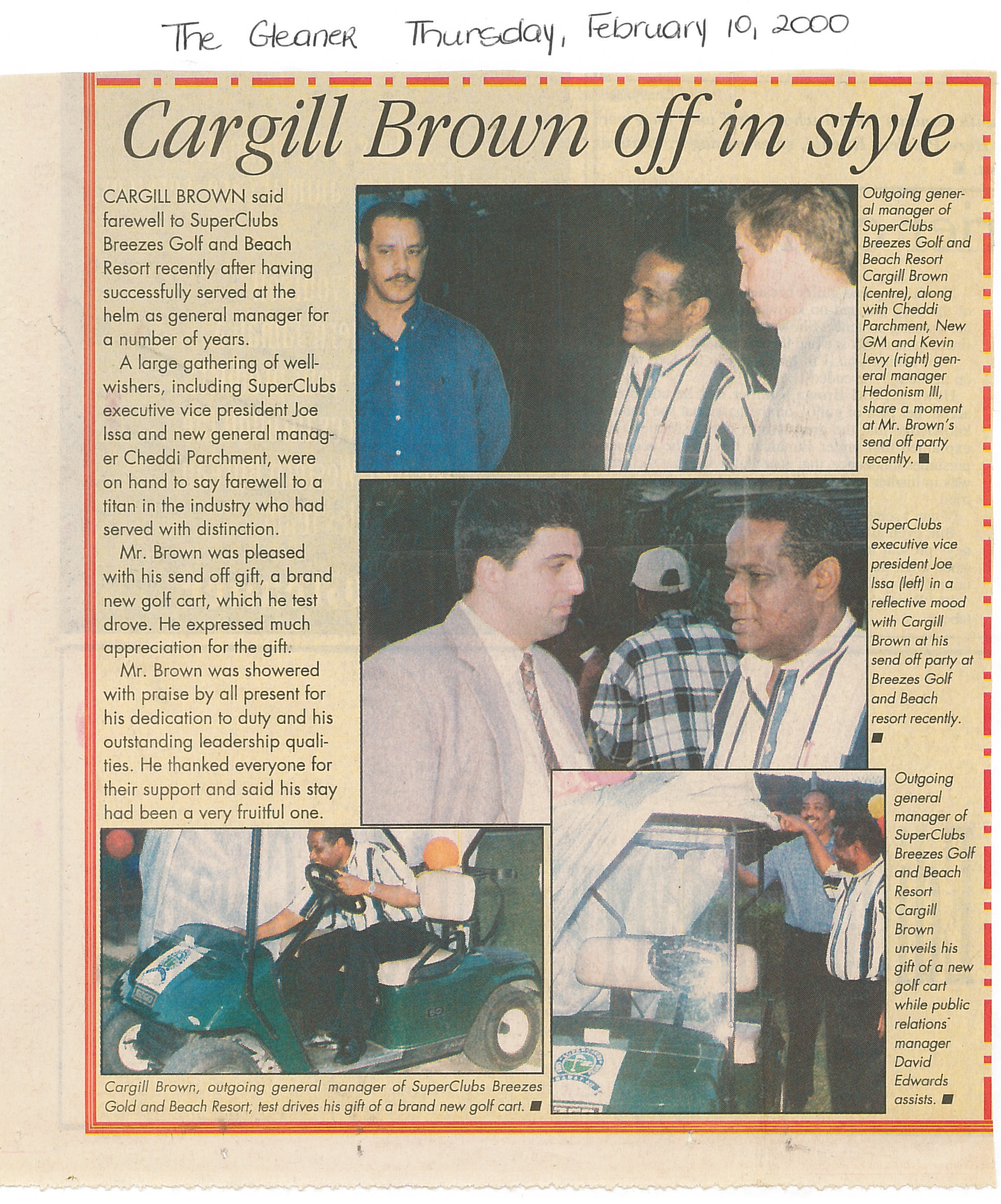 Cargill Brown off in style