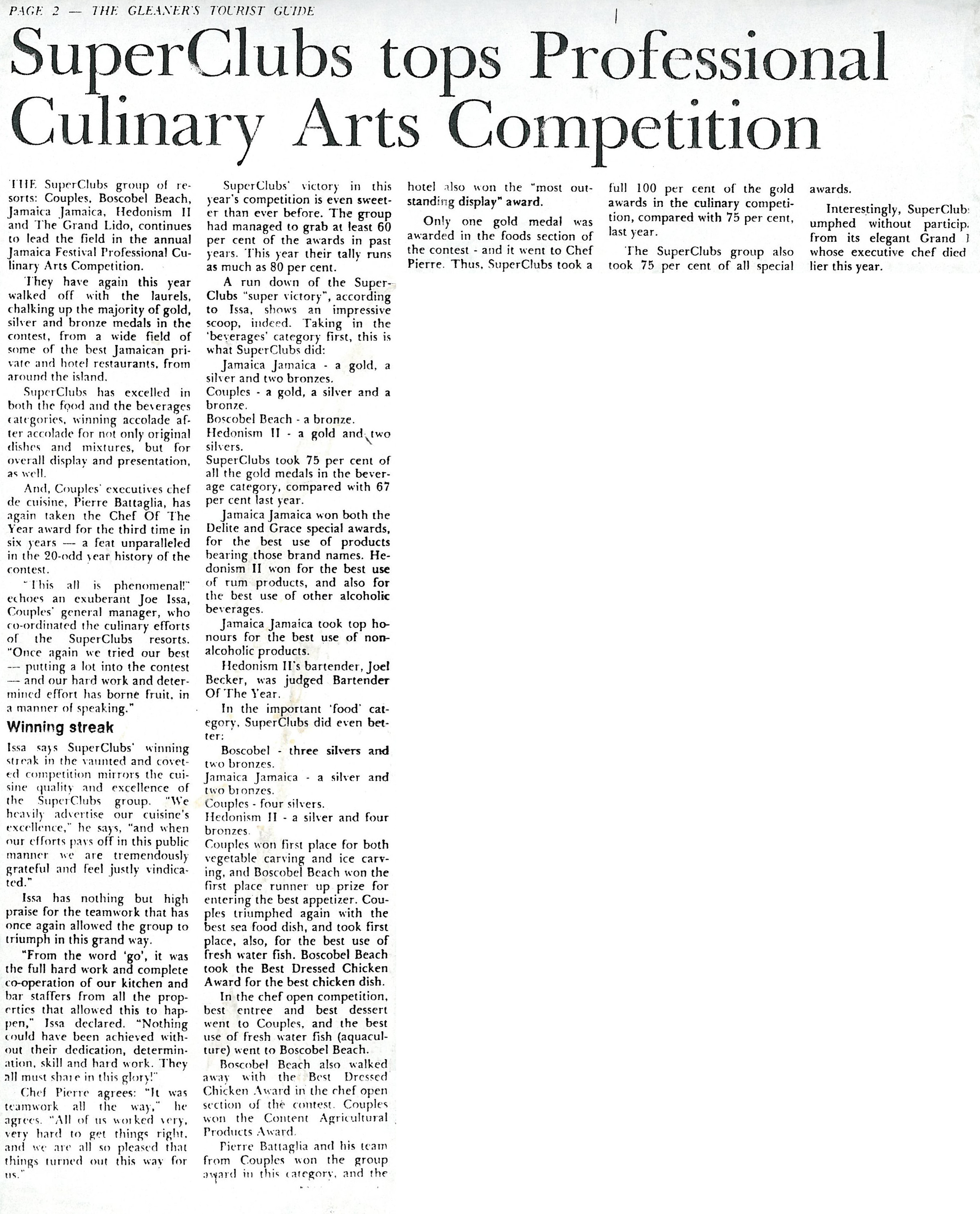 SuperClubs tops professional Culinary Arts Competition