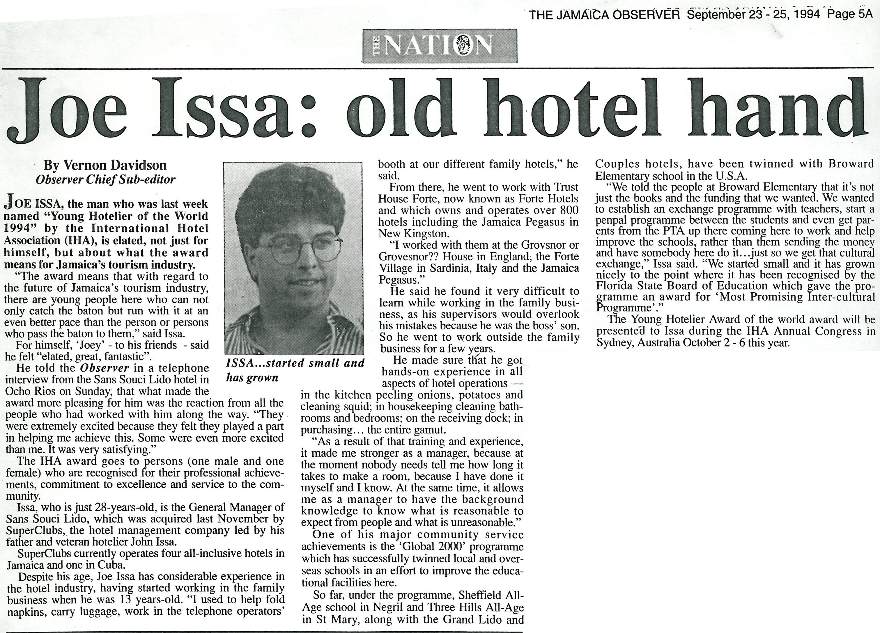Joe Issa: old hotel hand