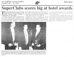 6 - SuperClubs scores big at hotel awards - The Gleaner - Oct 18-31, 1996 Joe Joey Joseph Issa Jamaica